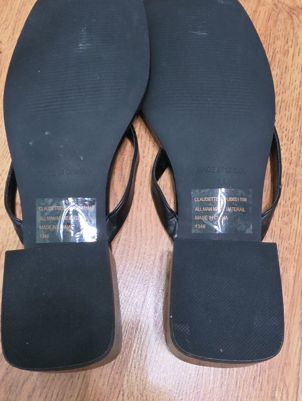Steve Madden Black Square Toe Thong Sandals Size 11 - Picture 10 of 10